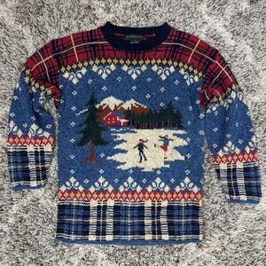 Bushwacker Winter Tunic Sweater Fair Isle Holiday Christmas Ice Skating Plaid S